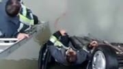 ویدیو هولناک از سقوط مرگبار خودرو از پل بدون حفاظ در کارون