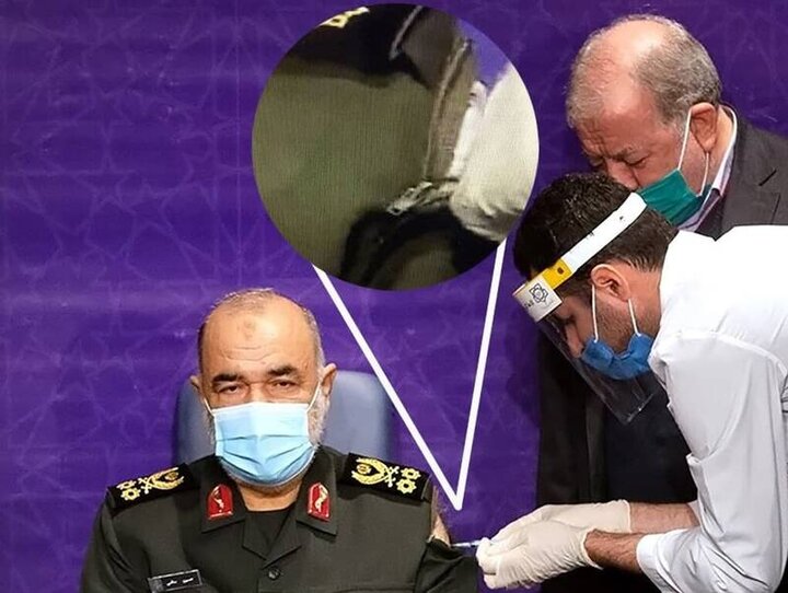 ماجرای پاره شدن لباس سردار سلامی هنگام تزریق واکسن چه بود؟ / فیلم
