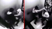 کتک خوردن دو مرد زورگیر توسط زن جوان رزمی کار در آسانسور / فیلم