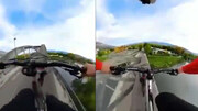 اقدام وحشتناک و دیوانه‌وار دوچرخه سوار روی لبه پل / فیلم