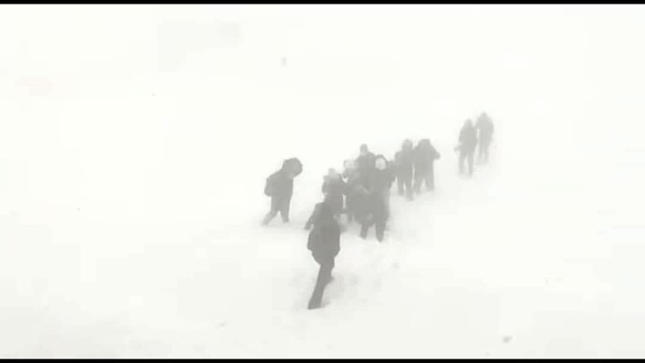 لحظه نجات ۳۵ کوهنورد زن و مرد گرفتار در بوران توچال / فیلم
