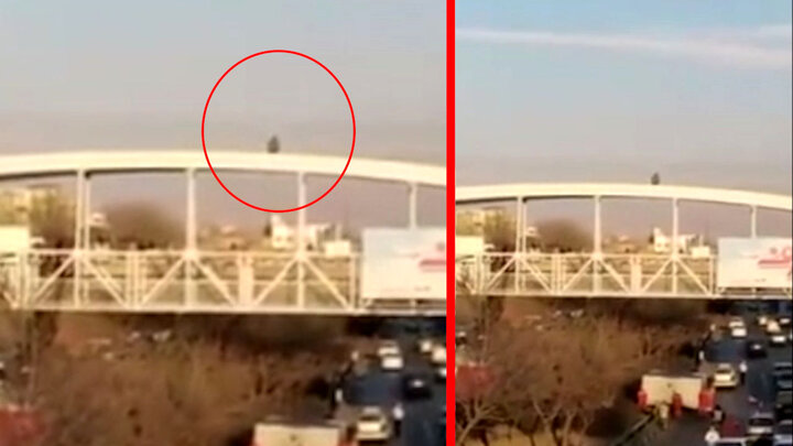 لحظه اقدام به خودکشی مرد جوان مشهدی از روی پل عابر / فیلم