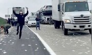 تصادف زنجیره ای ۳۰ خودرو در روسیه / فیلم