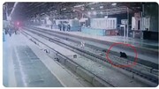 سقوط گوشی موبایل از دست مسافر روی ریل راه آهن / فیلم