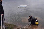 سقوط خودروی سواری در دریاچه سقالکسار رشت