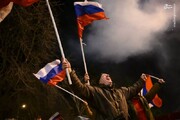 حضور مردم روسیه در خیابان‌ها پس از اعلام تحریم‌های آمریکا / فیلم