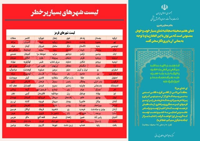 لیست جدید شهرهای قرمز