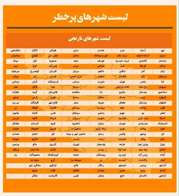 اعلام اسامی شهرهای بسیار پرخطر کرونایی | فقط این سه شهر کشور وضعیت عادی دارند