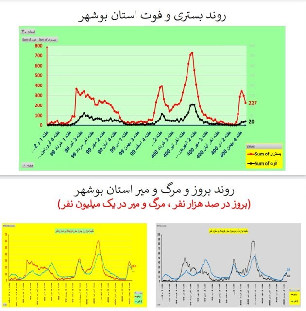 روند نزولی بستری‌های کرونا در عمده استان‌ها / افزایش فوتی‌ها در ۱۹ استان