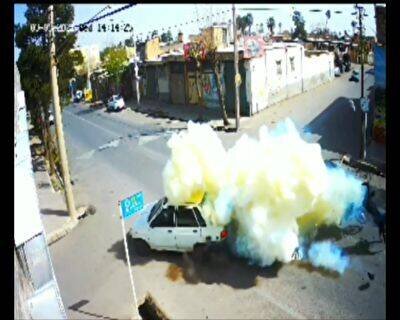 لحظه انفجار موتورسیکلت در تصادف با پراید / فیلم