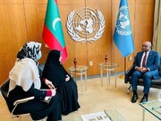 ماجرای پرچم مالدیو در دیدار معاون رئیسی و مقام سازمان ملل / عکس