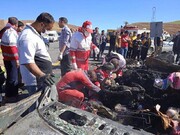 آتش گرفتن هولناک دو خودروی ایرانی پس از تصادف با ۸ کشته / فیلم