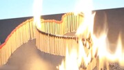 ویدیو تماشایی از دومینوی آتش با هزاران کبریت