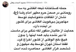 نماینده مجلس: همه افغان ها باید از کشور اخراج شوند