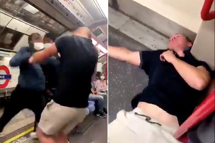 حمله جوانان به یک نژادپرست در مترو / فیلم