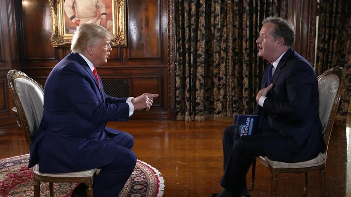 ترامپ حین مصاحبه با مجری معروف انگلیسی قهر کرد! / عکس