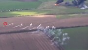 تلاش عجیب یک هلیکوپتر برای فرار از حمله موشکی در جنگ اوکراین / فیلم