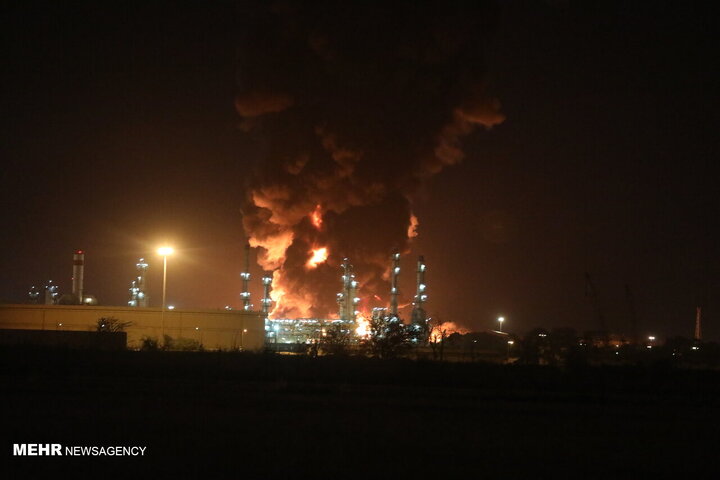 آتش‌سوزی در بخشی از یک پالایشگاه نفت در سلیمانیه عراق