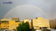تصاویر تماشایی از رنگین‌ کمان زیبا در آسمان تهران / فیلم