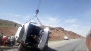 ویدیو هولناک از تصادف شاخ به شاخ دو اتوبوس | راننده پرتاب شد! / فیلم