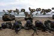 تمرینات ارتش کره و نارنجک های دودزا / عکس