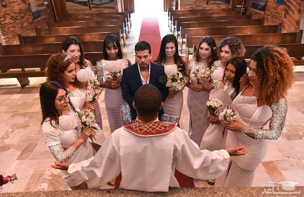 ازدواج عجیب و همزمان یک مرد با ۹ زن! + عکس مراسم عروسی