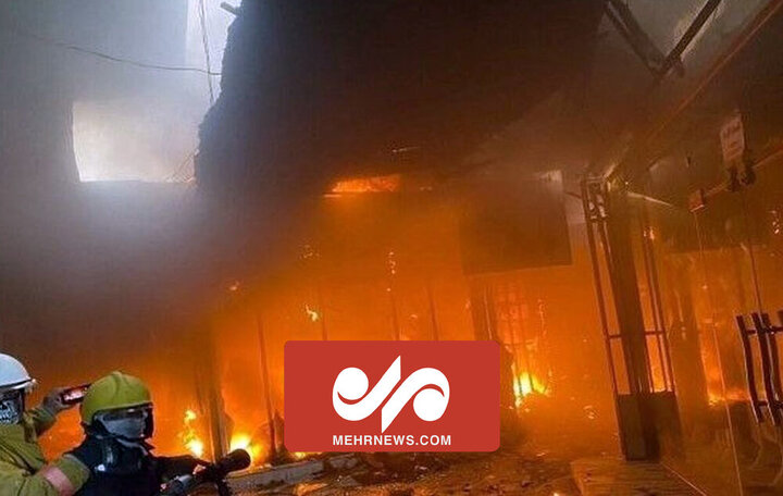 وقوع آتش‌سوزی گسترده در بغداد / فیلم