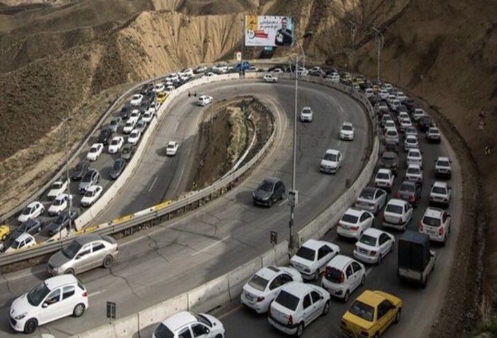 ترافیک سنگین در جاده کرج - چالوس 