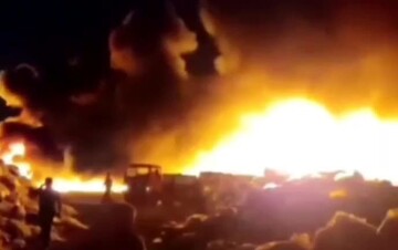 مهار آتش سوزی گسترده در کارخانه شیرین عسل تبریز / فیلم