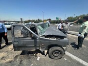 تصادف وحشتناک در بزرگراه آزادگان / راننده جان باخت + عکس