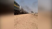 تصاویر هولناک از تصادف قطار باری با یک خودرو در بصره / فیلم