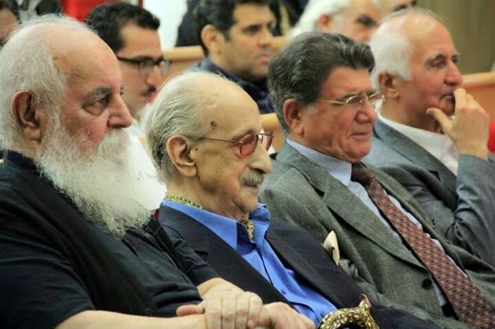 هوشنگ ابتهاج در کنار عبدالوهاب شهیدی و محمدرضا شجریان