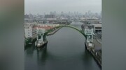 رونمایی از دروازه هیدرولیک برای پیشگیری از سیل در ژاپن + فیلم