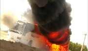 جزئیات آتش گرفتن اتوبوس حامل سربازان ارتش در جاده شیراز -اصفهان
