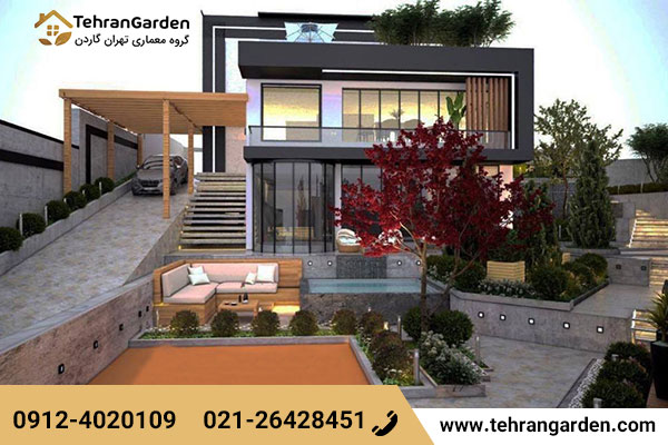طراحی فضای سبز ویلا مدرن در شمال با تهران گاردن