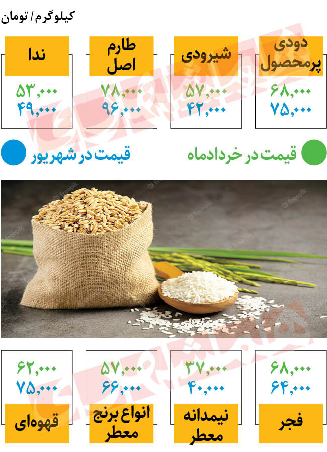 جدیدترین قیمت برنج در میادین | این نوع برنج ایرانی در میادین ارزان شدند