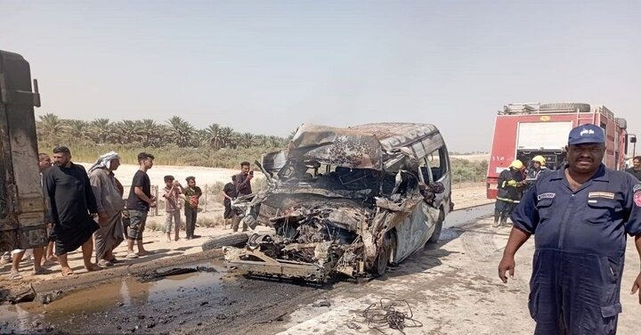 ویدیو دیده نشده از برخورد وحشتناک سه خودروی حامل مسافران ایرانی در عراق + ۱۱ مصدوم