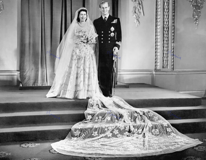 تصویر دیده نشده و زیرخاکی از لباس عروس لاکچری ملکه الیزابت پادشاه انگلیس + عکس
