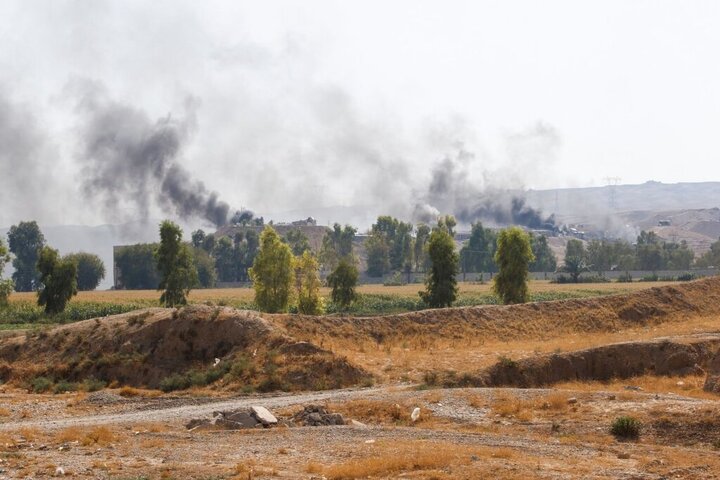 لحظه حمله توپخانه‌ای سپاه به مقر تروریست‌ها در اقلیم کردستان / فیلم