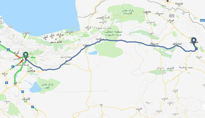فاصله تهران تا مشهد چند ساعت است؟