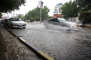 جاری شدن سیل در خیابان‌های شیراز پس از بارندگی شدید + فیلم