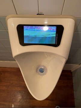 رونمایی از دستشویی های تلویزیون دار در قطر | در توالت هم فوتبال ببینید! + عکس و فیلم