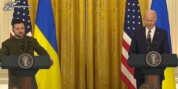 گاف جنجالی بایدن در دیدار با رئیس جمهور اوکراین/ زلنیسکی هنگ کرد / فیلم