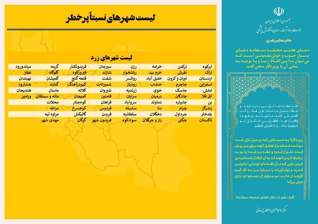 آخرین وضعیت رنگبندی کرونایی شهرهای کشور/ افزایش تعداد شهرهای آبی