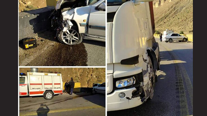 مصدومیت شدید دو شهروند درپی تصادف کامیون با سواری در استان بوشهر