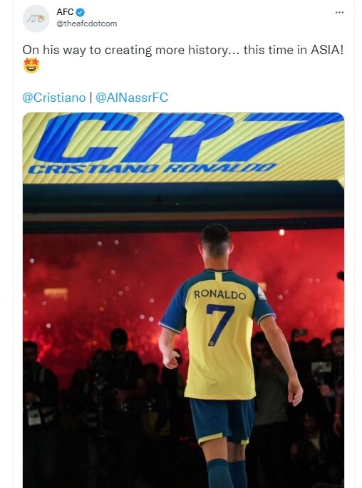 اولین واکنش AFC به حضور رونالدو در آسیا