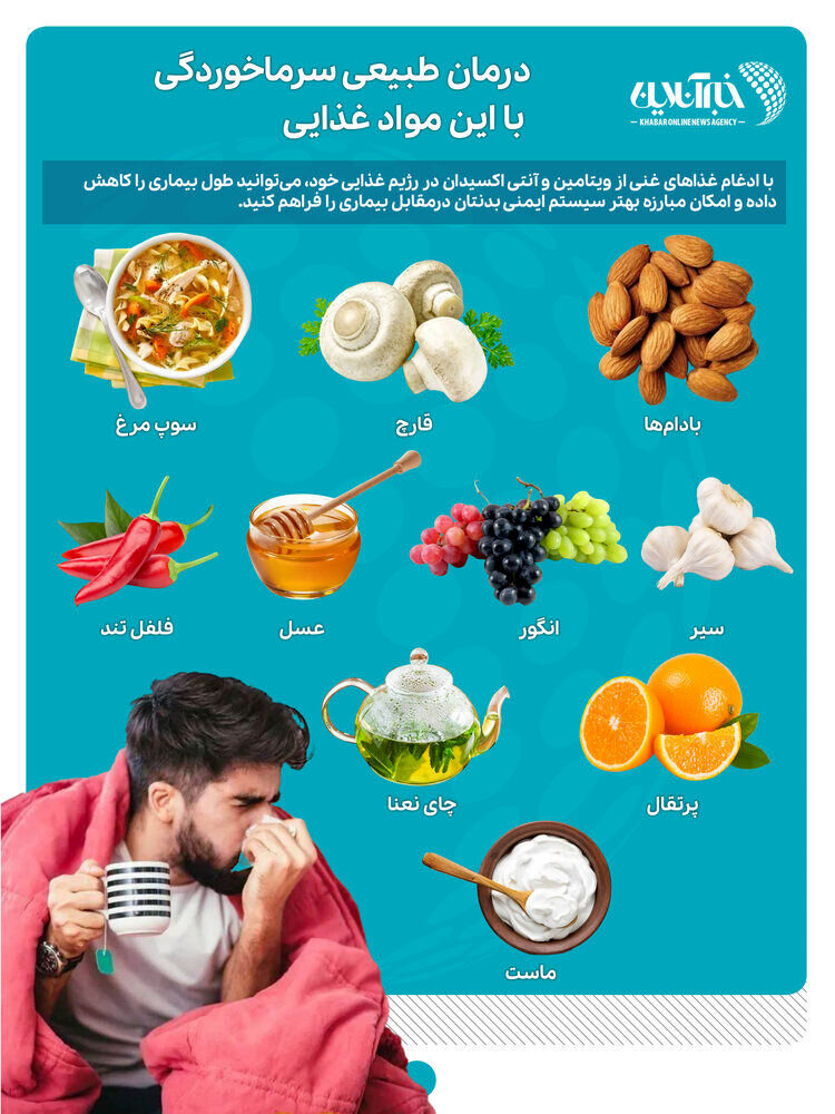 اینفوگرافیک | درمان طبیعی سرماخوردگی با این مواد غذایی