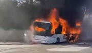 آتش گرفتن اتوبوس اصفهان - زاهدان در شهرستان بم