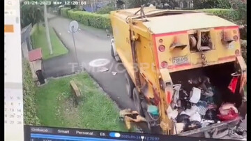 ویدیو دلخراش از لحظه عبور کامیون آشغالی از روی سر یک پاکبان + فیلم
