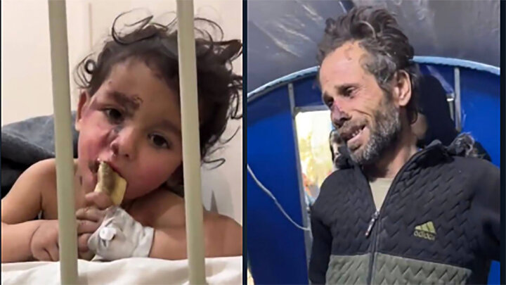تصاویری  دردناک از لحظه بیرون کشیدن پدر نوزاد سوری از زیر آوار /فیلم